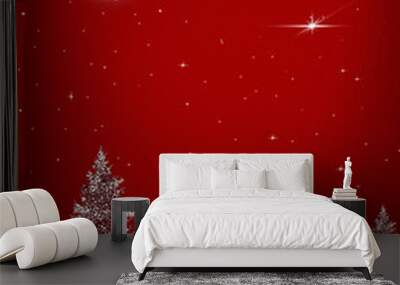 Christmas reindeer and Santa`s sleigh , tree , Season december  Wall mural